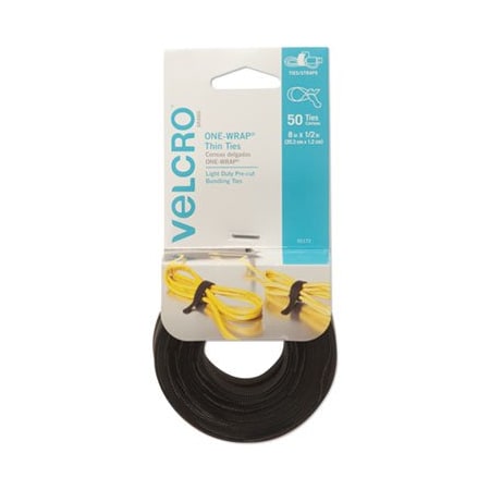 Velcro Brand Textile, 1/2" W, Black, 50 PK 95172
